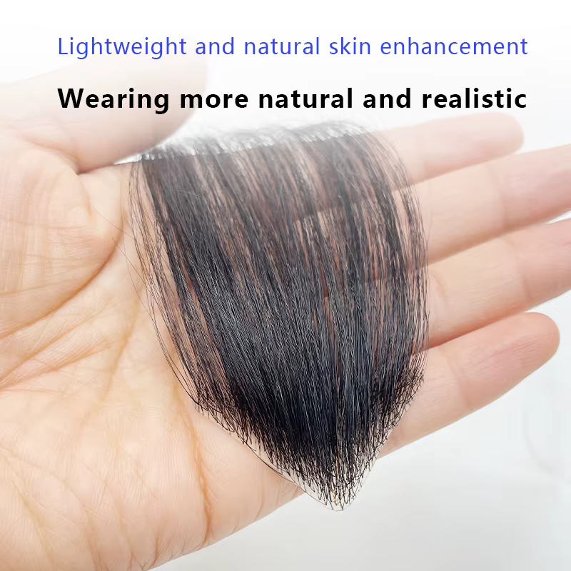 100% cheveux humains hommes PU front Patch postiche favoris toupet Invisible sans couture Ultra minc