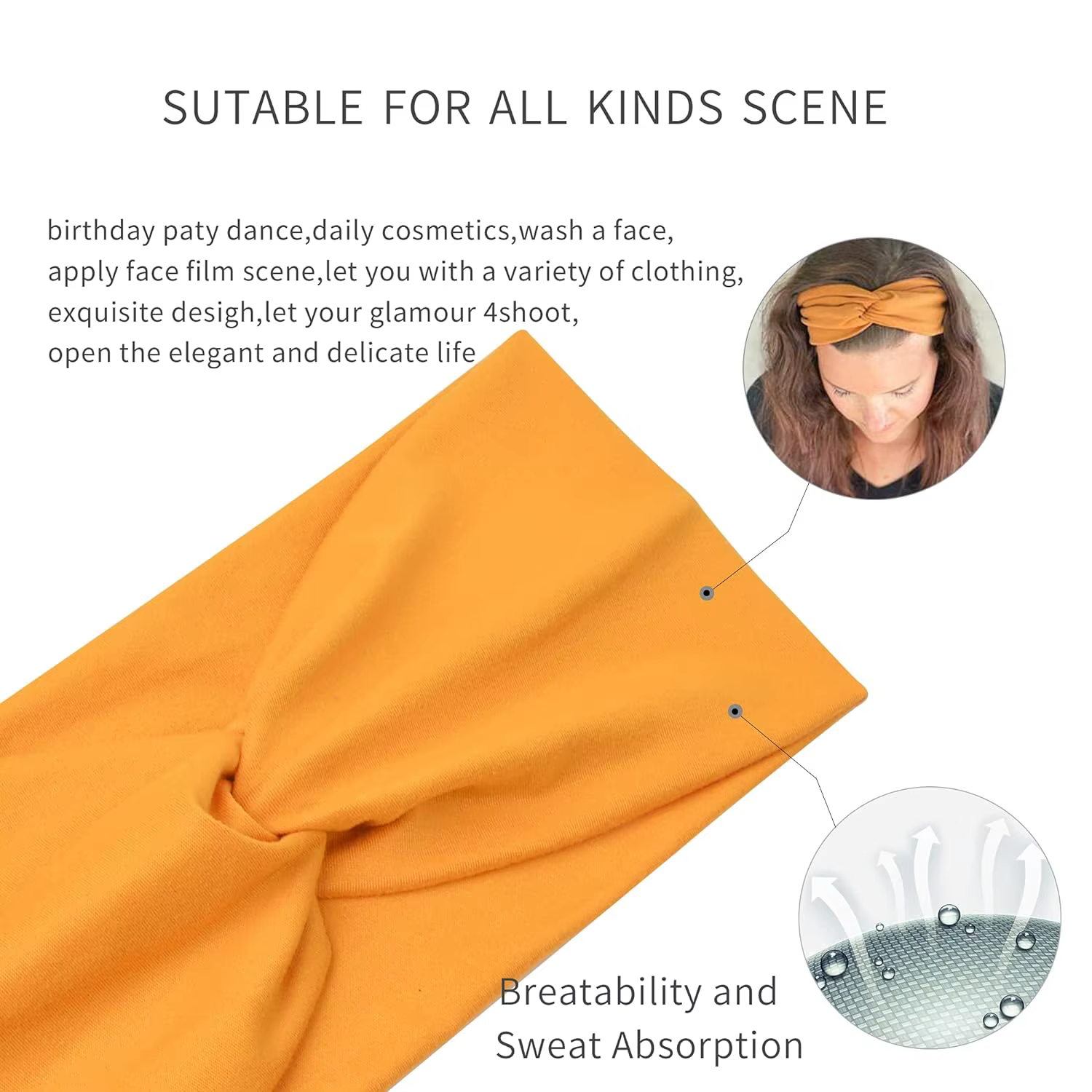 Bandeau de sport bohème européen et américain pour femmes, large, élastique, accessoires pour cheveu