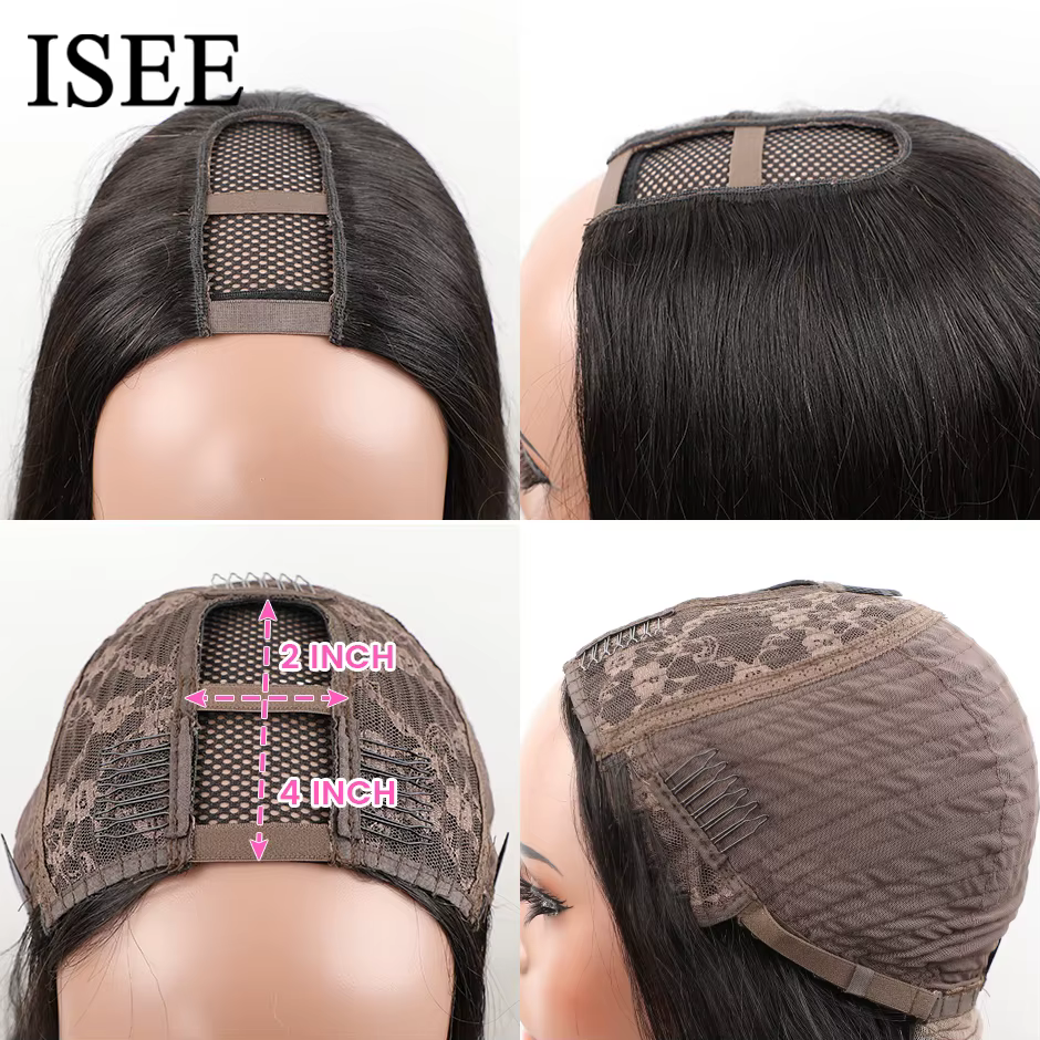 ISEE HAIR-Perruques de cheveux humains Body Wave péruviens pour femmes, perruques en forme de U, per