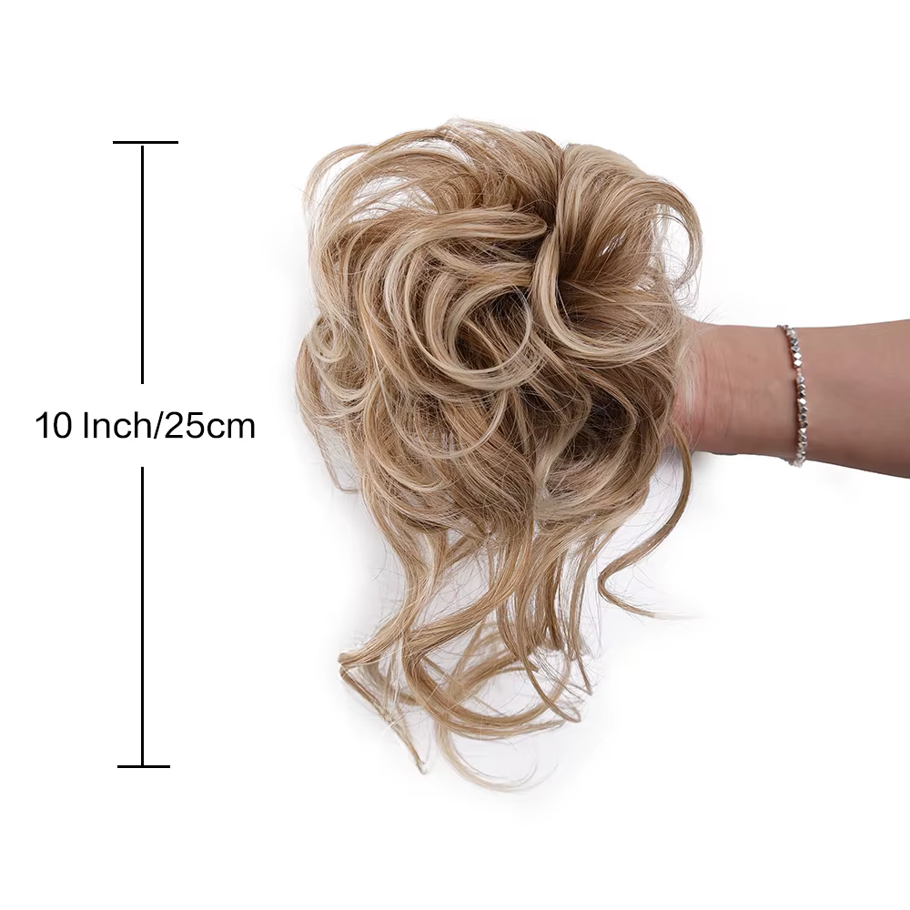 Chignon synthétique en désordre, Extensions capillaires Updo ébouriffées avec pince à griffes, chouc