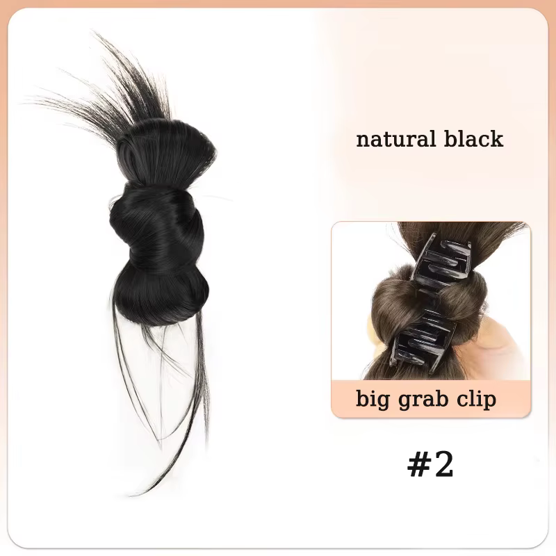 Chignon synthétique pour femmes, postiche naturelle, faux Updo, pince à griffes noires et brunes, Ex
