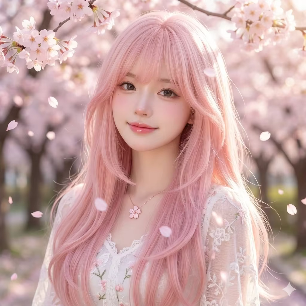 Perruque rose pour femmes 26 pouces perruque de cheveux avec frange Fibers haute température Lolita 