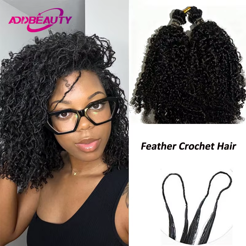 Extensions de cheveux humains bouclés crépus à crocheter, tresses sans nœuds pré-séparées, couleur n