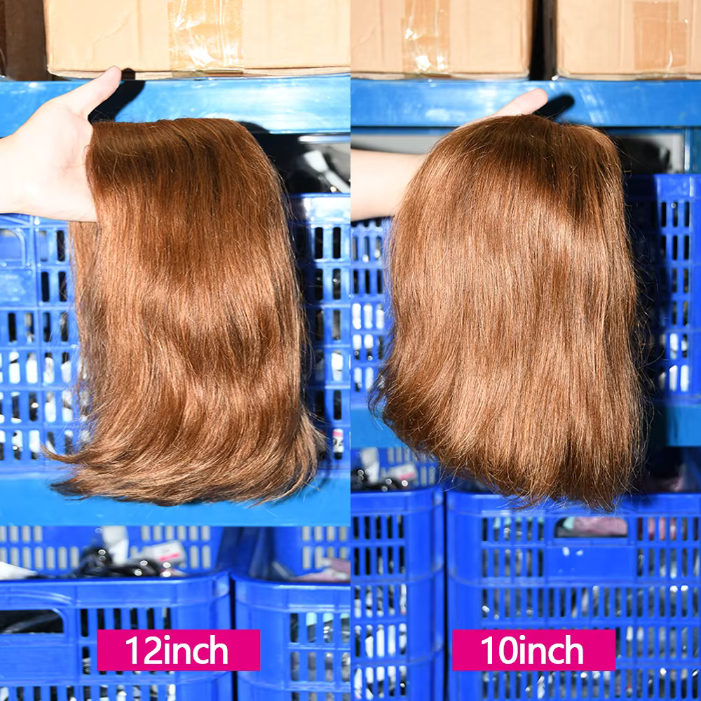Perruque Bob Sans Colle Marron Chocolat Perruque Couleur 4# Bob 4x4 Perruques Cheveux Humains Sans C