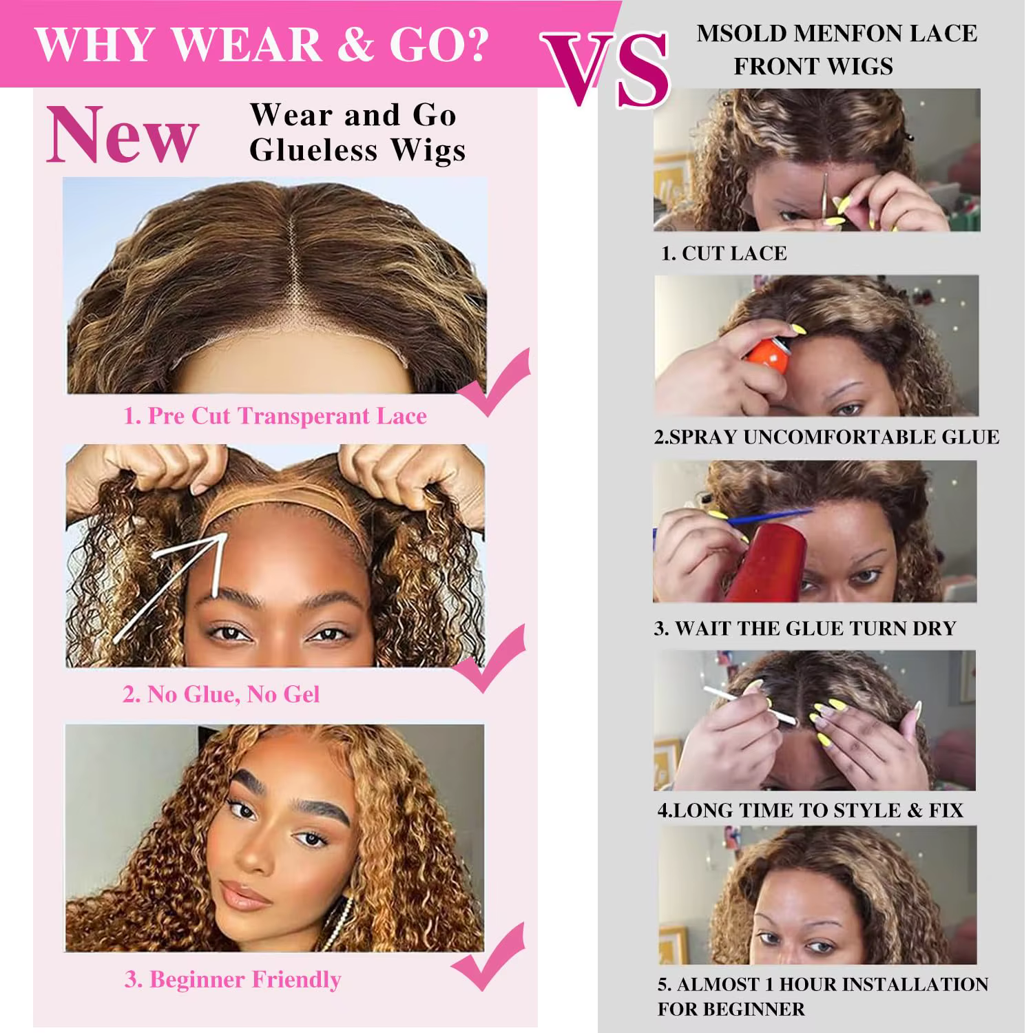4/27 mettre en évidence la couleur bouclés Bob perruque cheveux humains vague profonde 200% densité