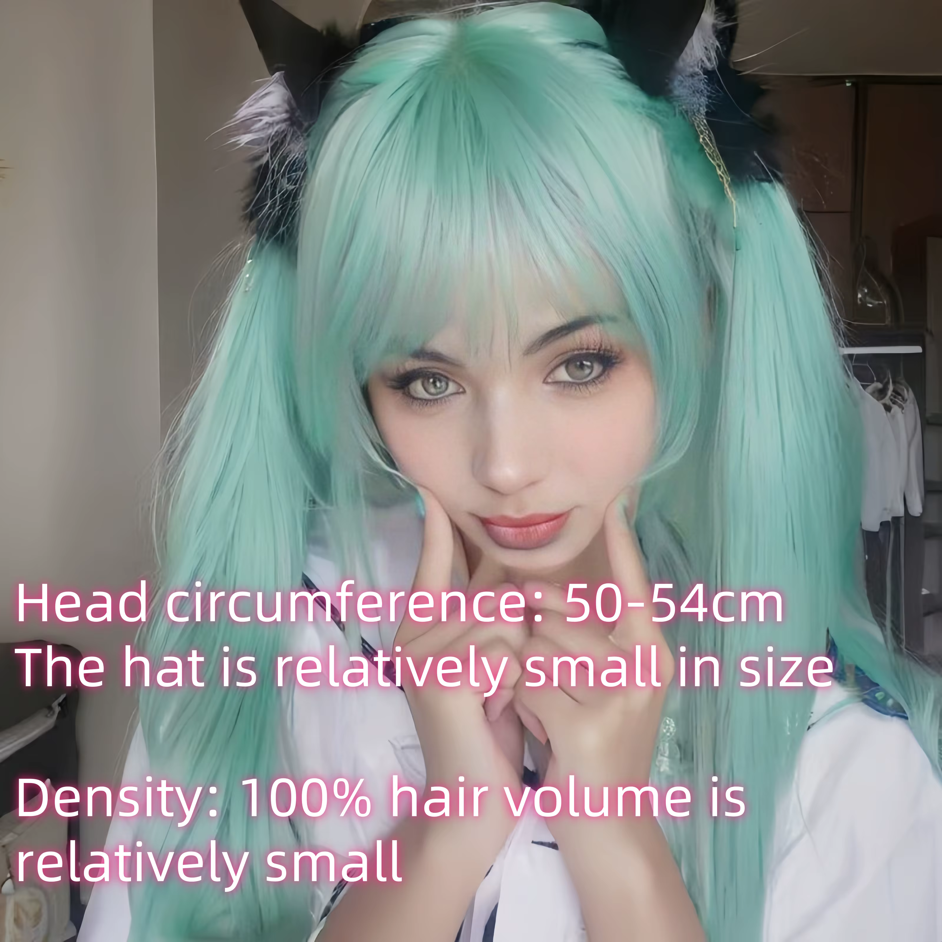 Perruque menthe pour femmes, cheveux longs et lisses, Hatsune Miku Lolita, perruque verte avec frang