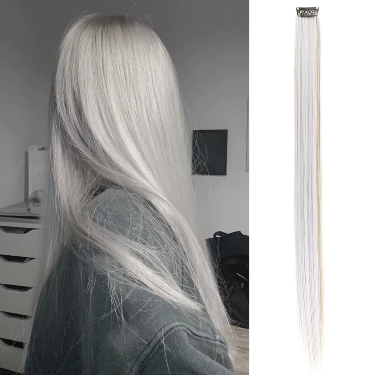 Extensions de cheveux à clipser pour femmes et enfants, cheveux colorés, reflets de fête, postiches 