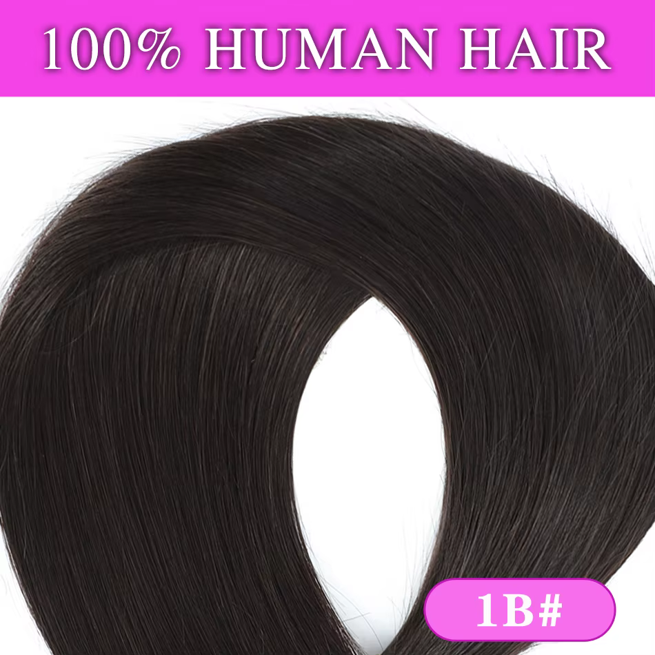 Clip de frange de cheveux humains en frange coupe émoussée sur la tête vaporeuse Air Bang noir brun 