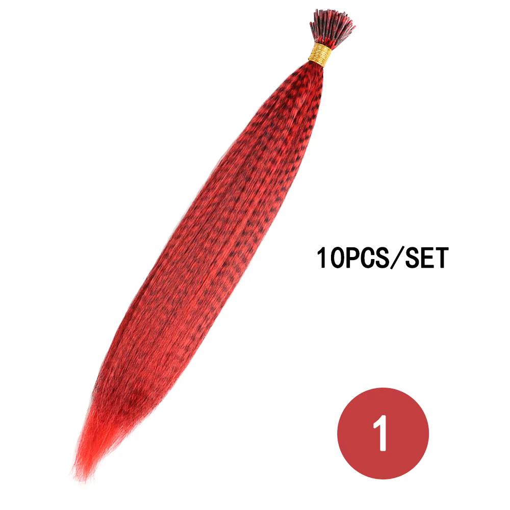 LISI GIRL Extensions de cheveux synthétiques en plumes colorées 16 pouces 10 pièces/pack bleu violet