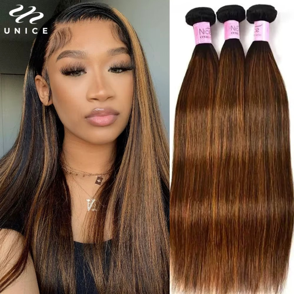 UNice Balayage Highlight Straight Bundles 1 ou 3 pièces/lot, extensions de cheveux 100% naturels pré