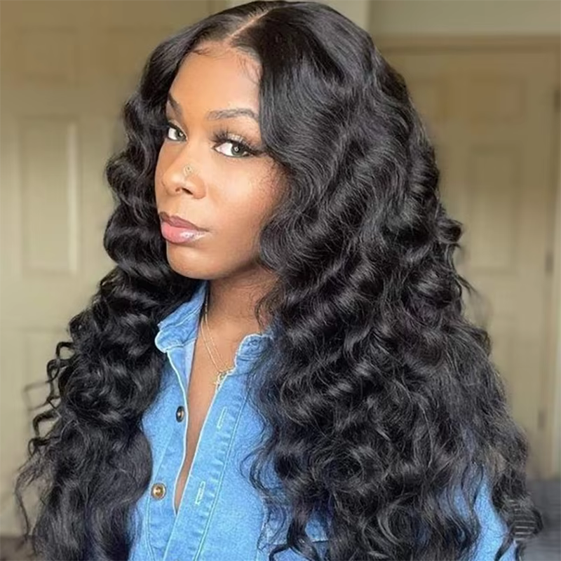 ISEE Hair-Perruque frontale en dentelle à vague profonde pré-plumée, perruque sans colle, fermeture