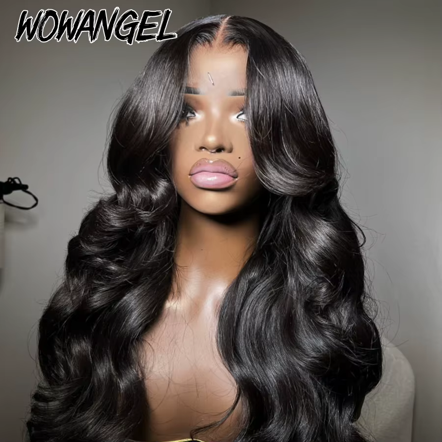 Wow Angel-Perruque de Cheveux Naturels Ondulés pour Femme, avec Fermeture en Dentelle Suisse, Partie