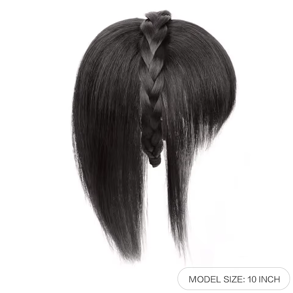 LUPU – bandeau tressé Chic avec frange et frange à clipser, Extensions capillaires synthétiques liss