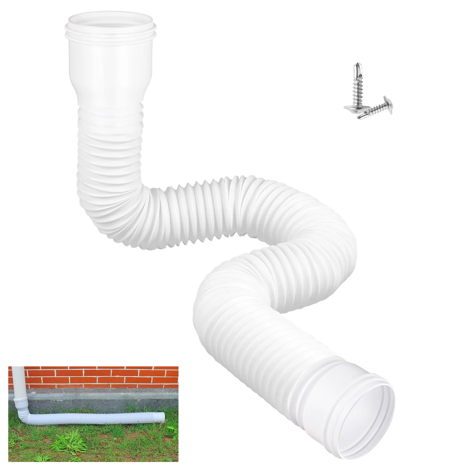 Tuyau de descente rond extensible |   Tuyau de drainage flexible et durable - extensible, résistant 