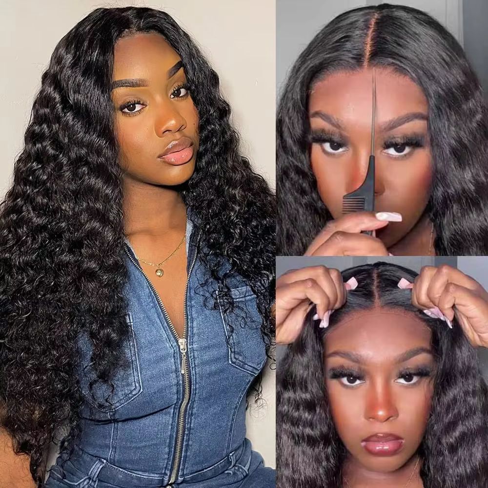 ISEE Hair 7x5 Wear And Go perruques vague profonde perruque de cheveux humains bouclés dentelle avan
