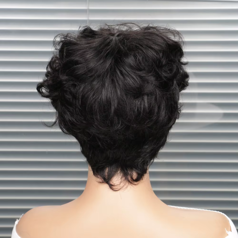 Perruque courte coupe pixie, perruque bouclée bob en cheveux humains pour femmes noires, perruques f