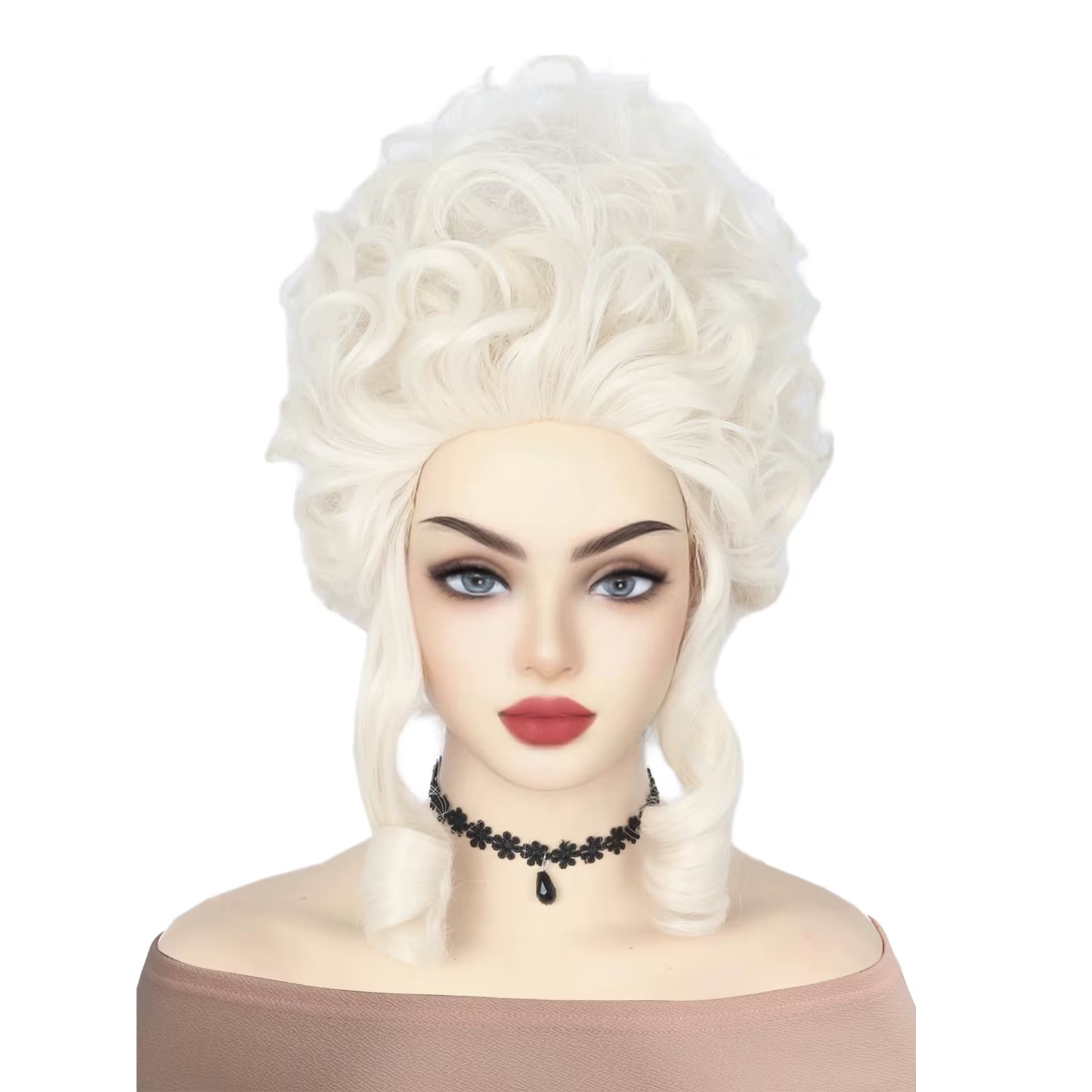 Perruque de Cosplay Vintage Platine Blanche, Style Baroque Victorien, pour Halloween, pour Femme, 30