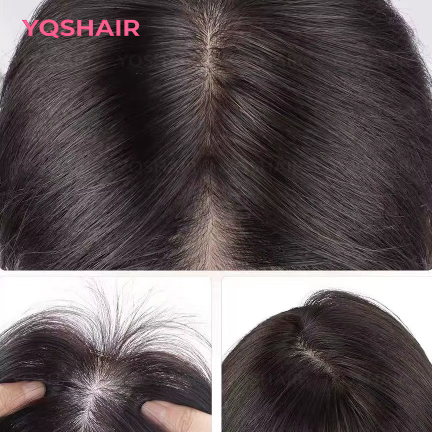 Perruque Lace Closure marron foncé 100% cheveux humains, Base de peau Remy brésilienne, 9x13cm, liss