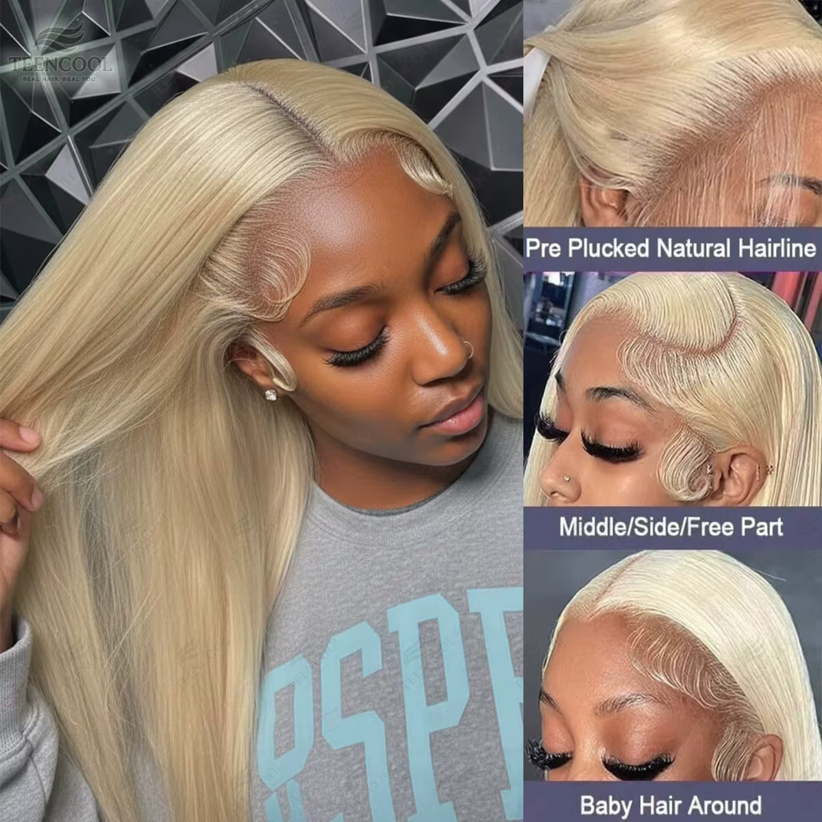 Perruque Lace Frontale HD Transparente 13x4 13x6 Blonde 613 Lisse 30 Pouces Densité 200 Cheveux Huma