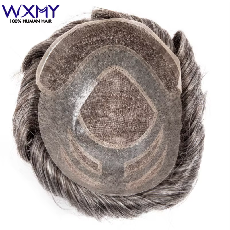 Toupet hommes perruque mâle cheveux prothèse Versalite Mono & Pu avec suisse dentelle avant 100% per
