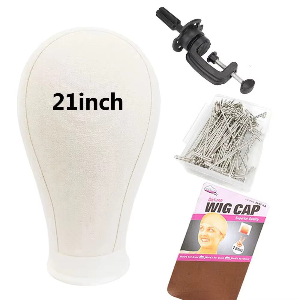 Support de tête de mannequin en toile pour perruques, 21-24 pouces, pour coiffure, présentation et f