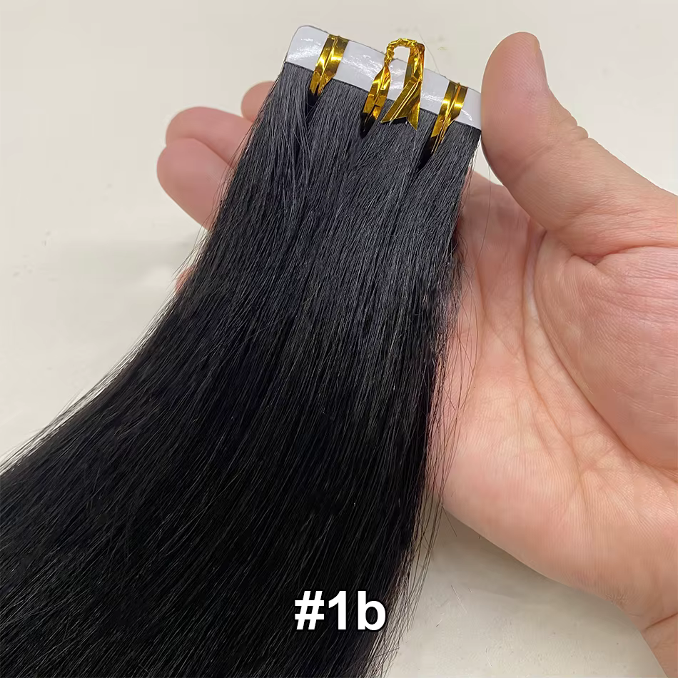 Extensions de cheveux Remy à ruban adhésif pour femmes, 100% vrais cheveux humains, bande invisible,
