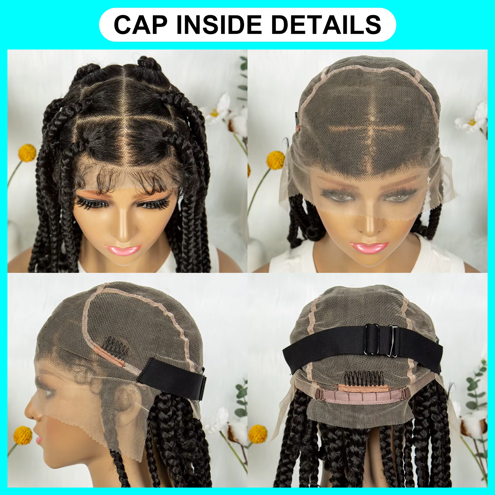 KIMA – perruques tressées synthétiques courtes, boîte carrée tressée HD, perruques Full Lace de 14 p