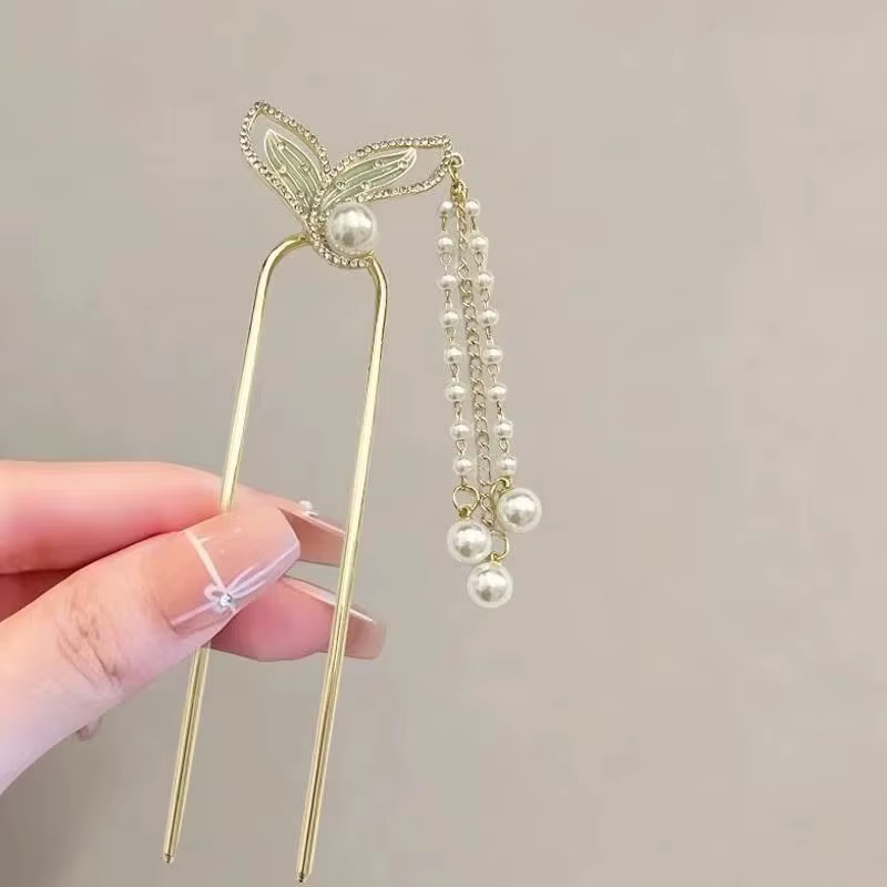 Nouvelle épingle à cheveux de style chinois rétro, féerique, en forme de queue de poisson, avec des 