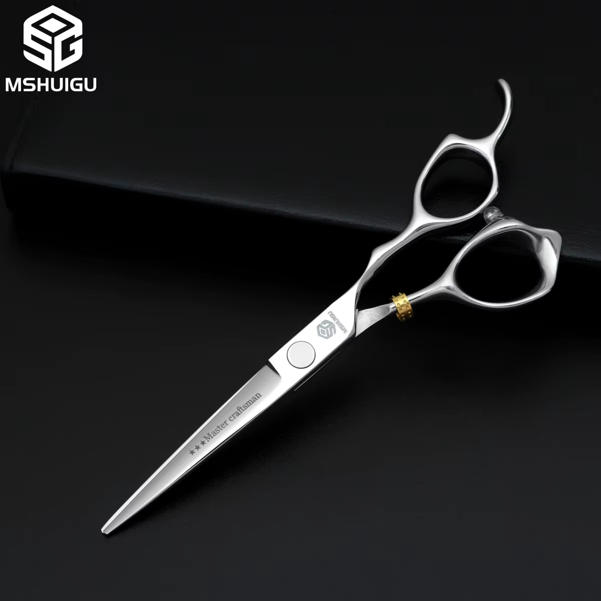 MSHUIGU – ciseaux de barbier professionnels de 6 pouces, en acier inoxydable 440C, lame inversée, ci
