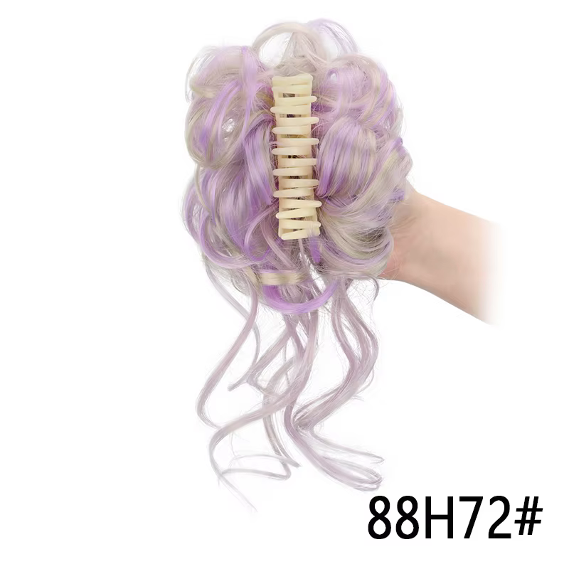 Chignon désordonné synthétique en forme de donut, court et bouclé, extension de cheveux pour femme,