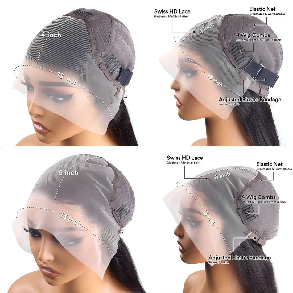 Perruques en cheveux humains ondulés Body Wave avec mèches 4/27, perruque frontale HD transparente 1
