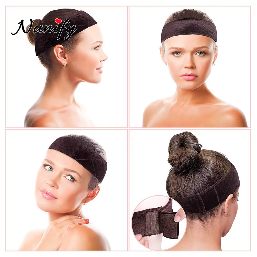 Nunify anti-dérapant doux velours femmes perruque poignées bandeau femmes velours perruque accessoir