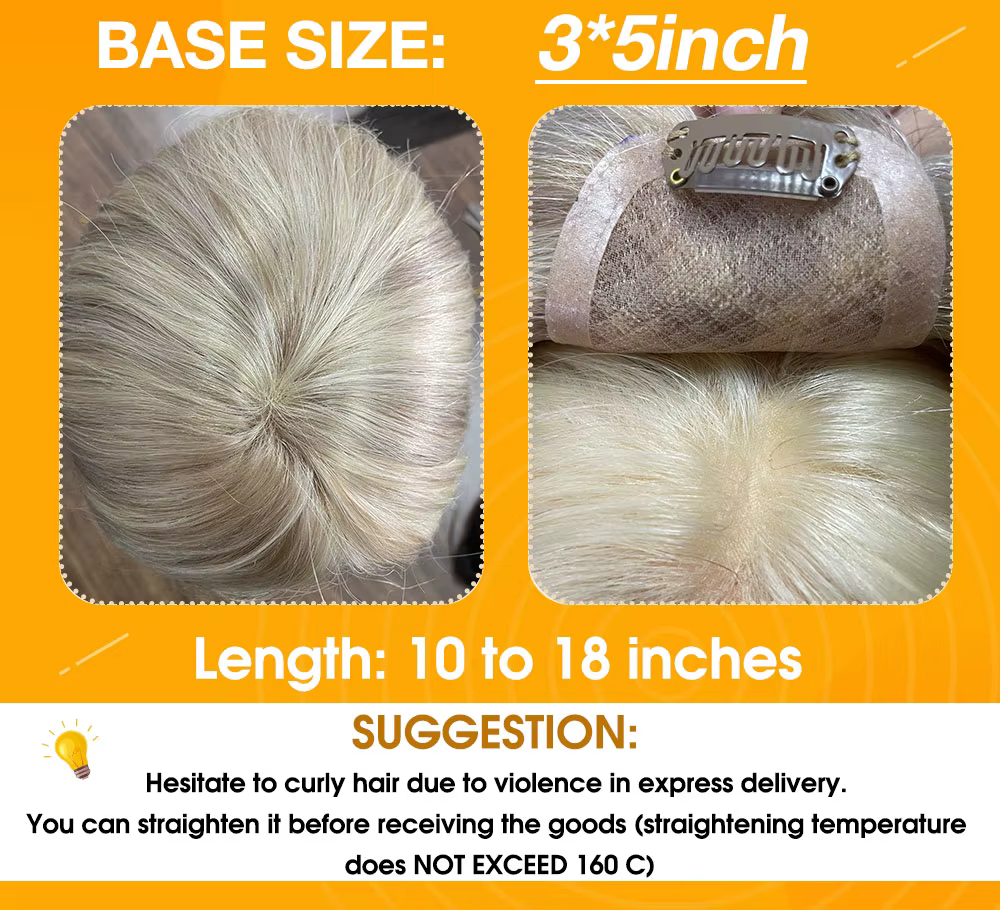 Full Shine Hair Topper pour femme, cheveux humains Remy, cheveux à clip, partie libre, base mono, do