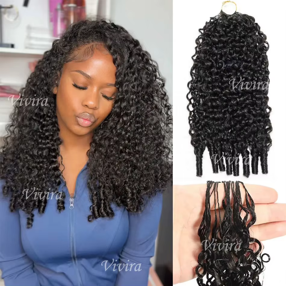 Extensions de cheveux humains bouclés birmanes pour crochet, ondulations profondes, nœuds miracle pr