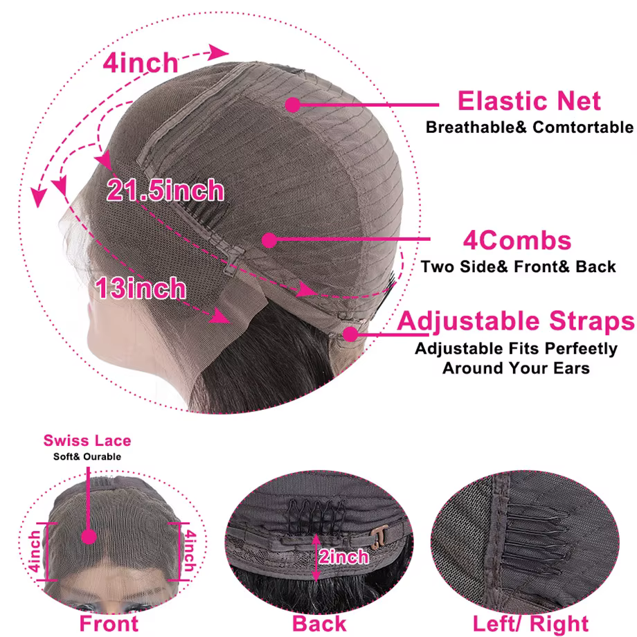 Perruque Lace Front Wig Deep Wave Naturelle, Cheveux Humains, 13x6 HD, 30 Pouces