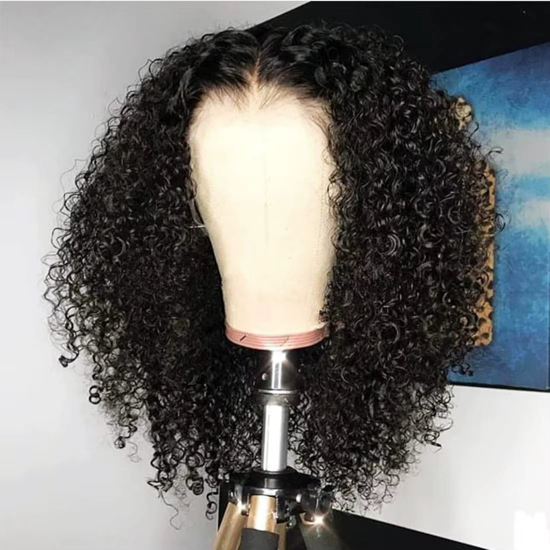 Perruque Bob Courte Ondulée Profonde Sans Colle Dialola en Cheveux Humains Brésiliens, Perruque Fron