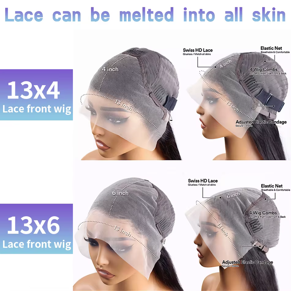 Perruque Lace Frontale Body Wave 13x6 HD en Cheveux Humains Naturels, Perruques Lace Front 13x4 Tran