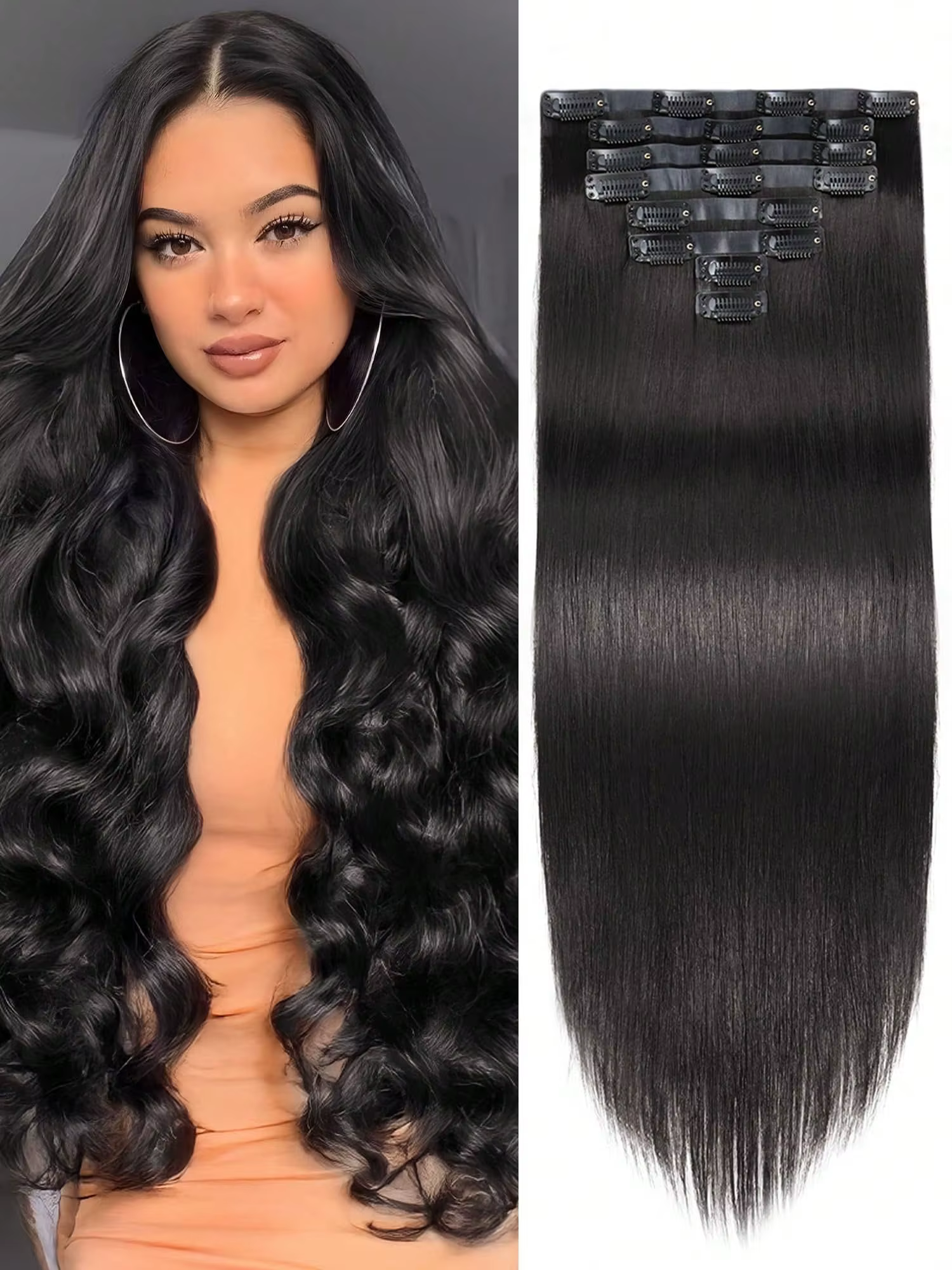 Extensions de cheveux à clipser, cheveux humains, lisses naturels, 100 grammes, extensions de cheveu