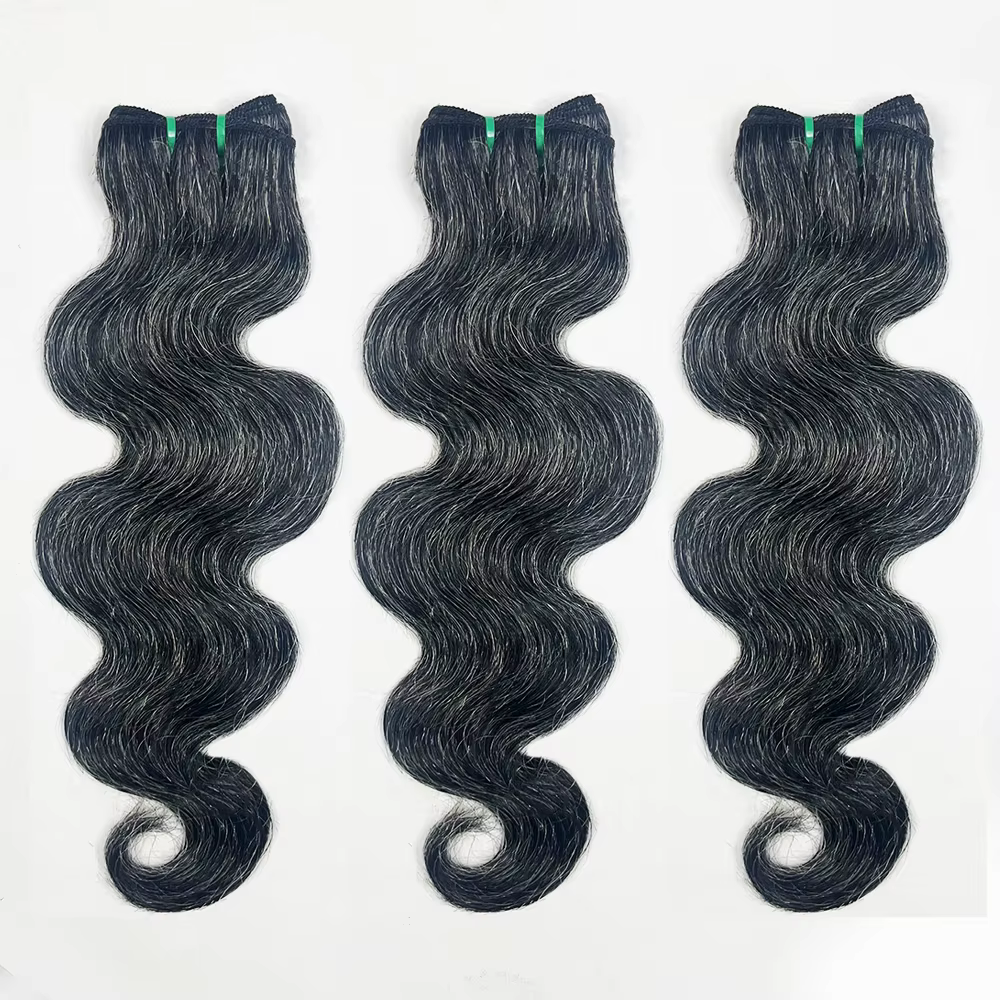 Extensions de cheveux humains Salt and Pepper P1B/Gris, Ondulés, Couleur Gris-Blanc Naturel