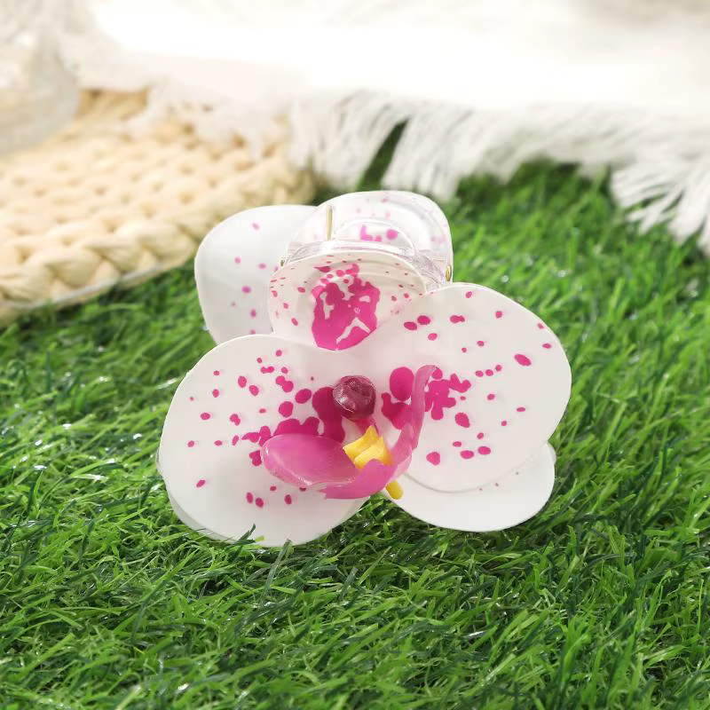 Pince à cheveux 7 cm avec fleurs artificielles, orchidée, pinces à cheveux florales, épingle à cheve