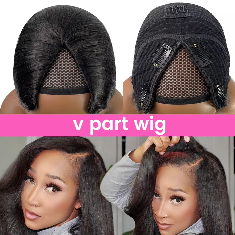 ISEE-Perruque brésilienne droite en V pour femme, perruques de cheveux humains, sans colle
