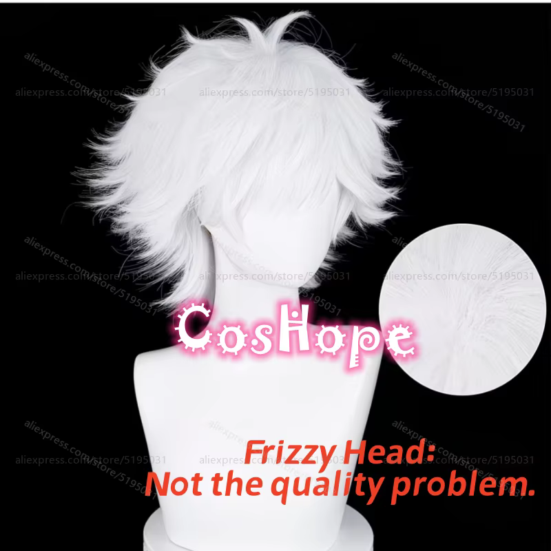 Qifrey – perruque synthétique courte et bouclée de 30cm, perruque blanche résistante à la chaleur, p