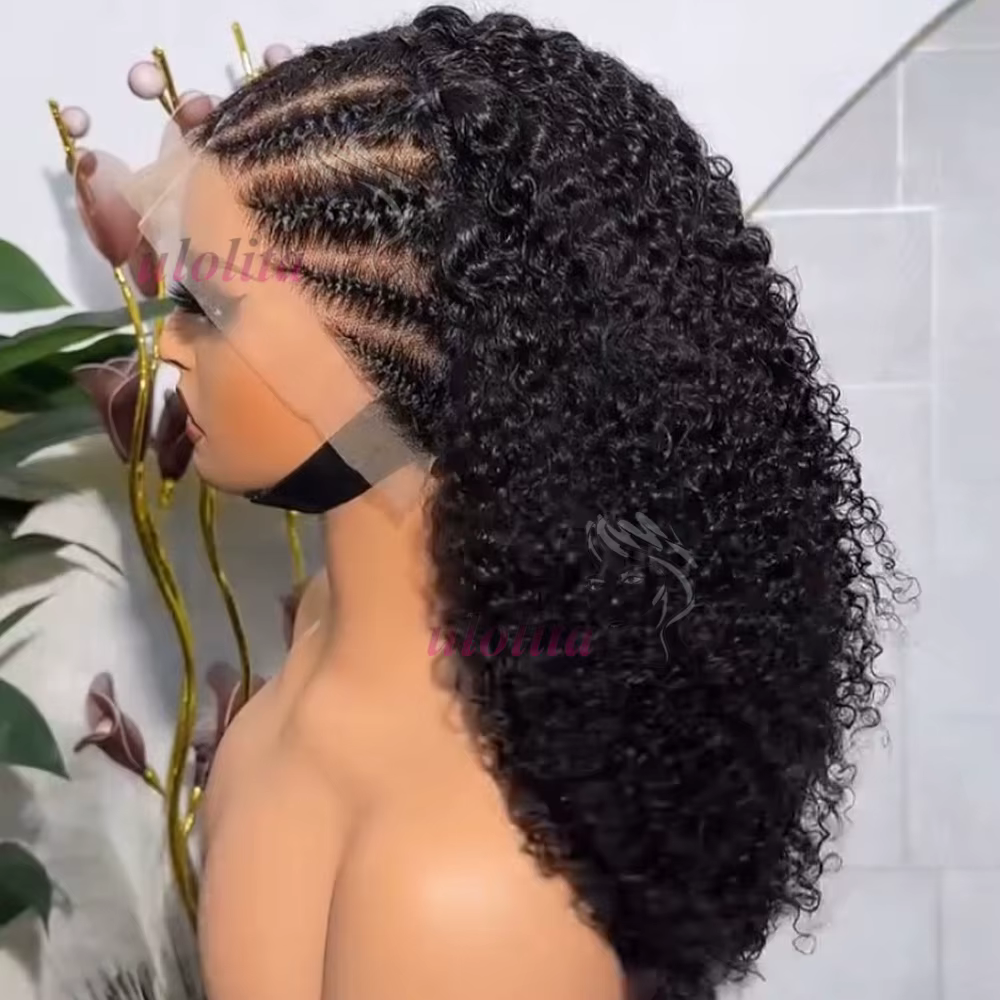 13x4 tresse perruques cheveux humains Afro crépus bouclés dentelle avant perruques pour les femmes S