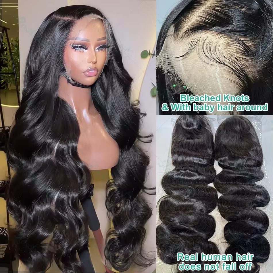 30 40 pouces vague de corps 13x6 Hd dentelle frontale perruque cheveux humains brésilien pré plumé d