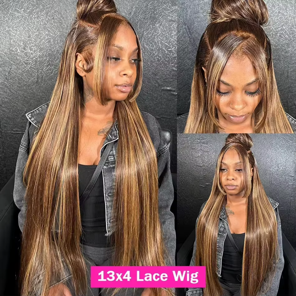 250 densité mettre en évidence Ombre 13x4 dentelle avant perruque cheveux humains 13x6 miel blond dr