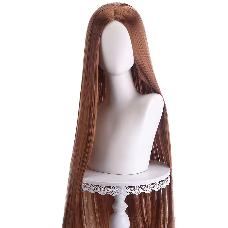 Perruque synthétique pour femme, 40 pouces, couleur anime, longue et droite, avec frange à raie cent