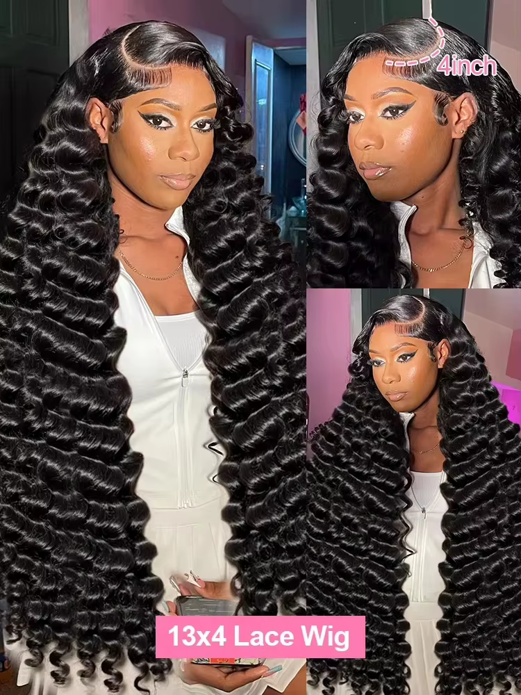Perruques de cheveux humains bouclés à ondulations profondes, densité 250, 13x6 HD transparentes, av