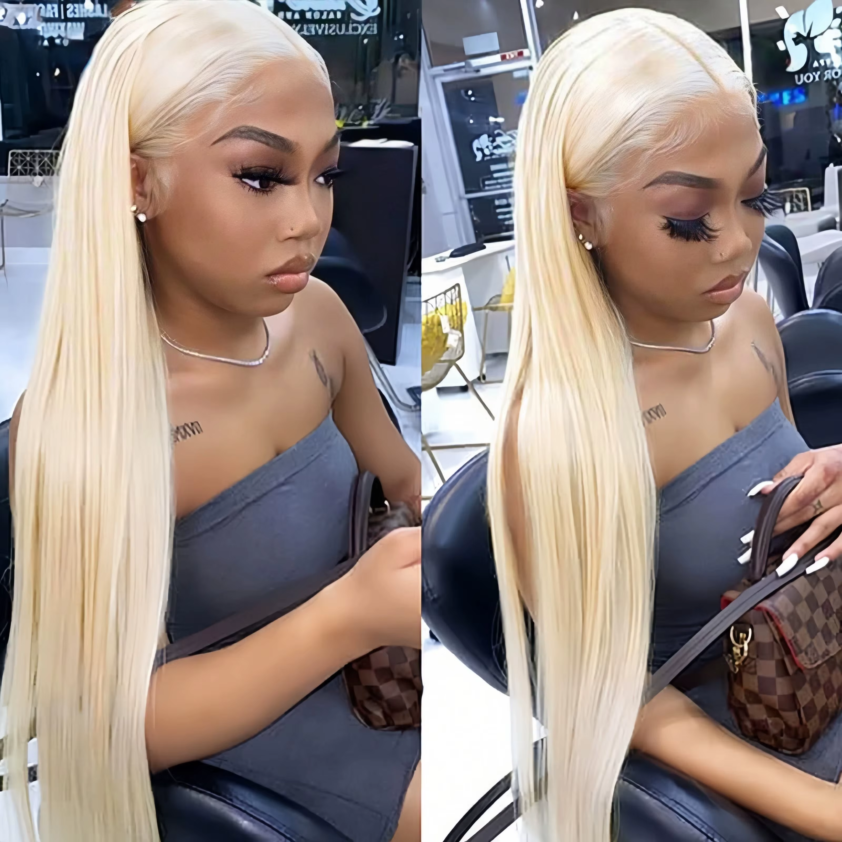 Perruque de cheveux humains lisses, 38 pouces, 613, avec Baby Hair, dentelle Hd 13x4, blond 613, nœu