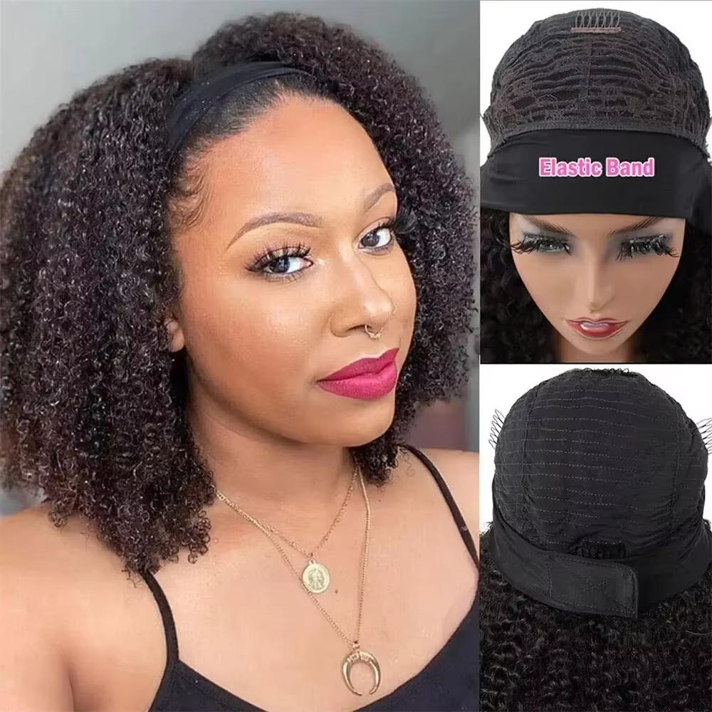 Perruques de cheveux humains naturels bandeau Afro crépus bouclés brésilien Remy perruques de cheveu
