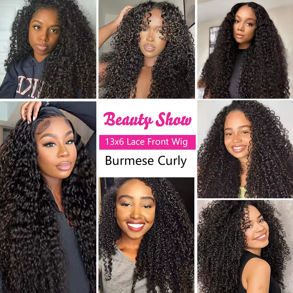 Perruque Lace Frontal Wig naturelle bouclée birmane, 46 pouces, 7x6, 13x6, HD, densité 200, pre-pluc